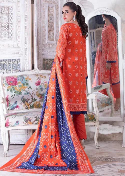 3 piece - Soft Khadi Coral Orange Suit - Size Medium - Chest Size 40"