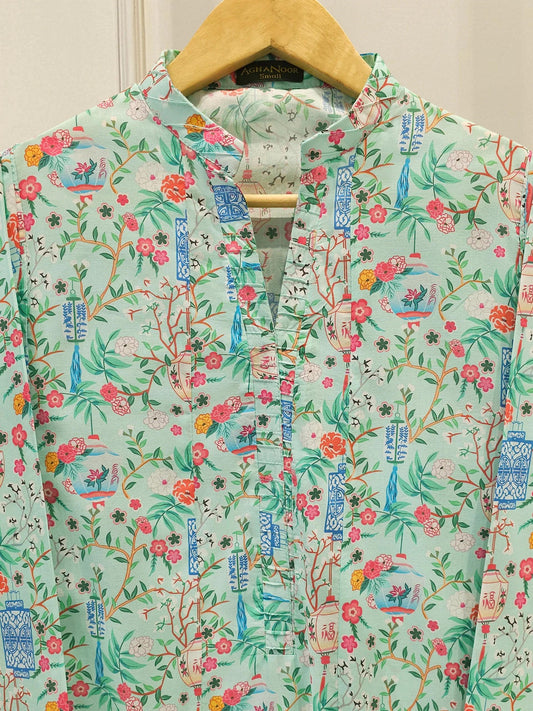 Agha Noor 2 piece - Printed Lawn Frock Suit -  Fall Print