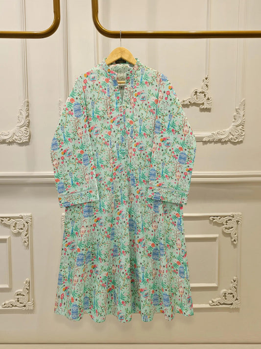 Agha Noor 2 piece - Printed Lawn Frock Suit -  Fall Print