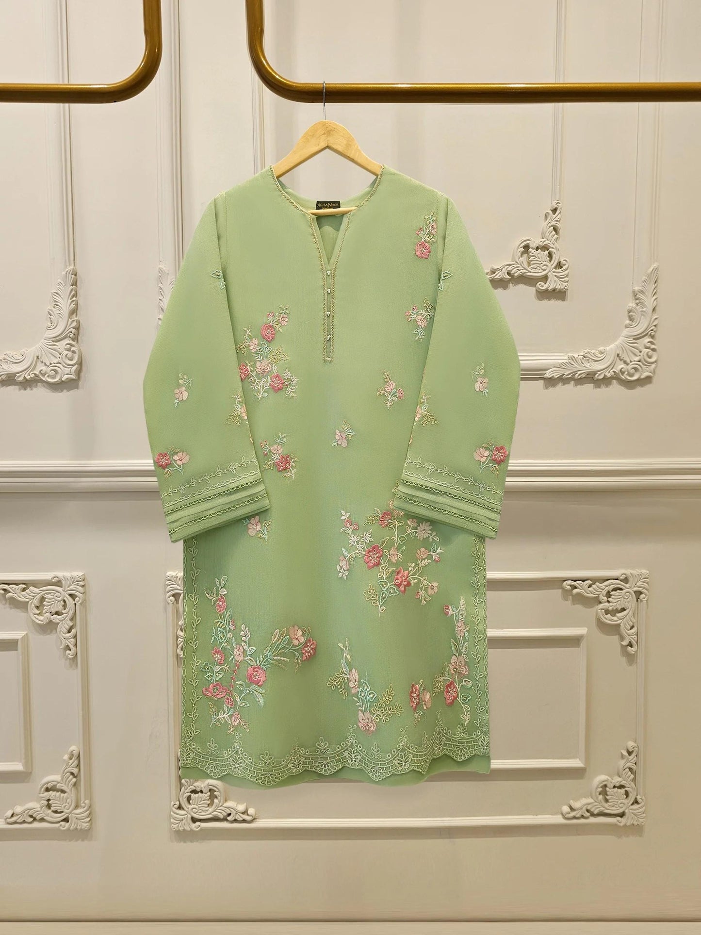 Embroidered Cotton Net Suit: 2 Piece Agha Noor