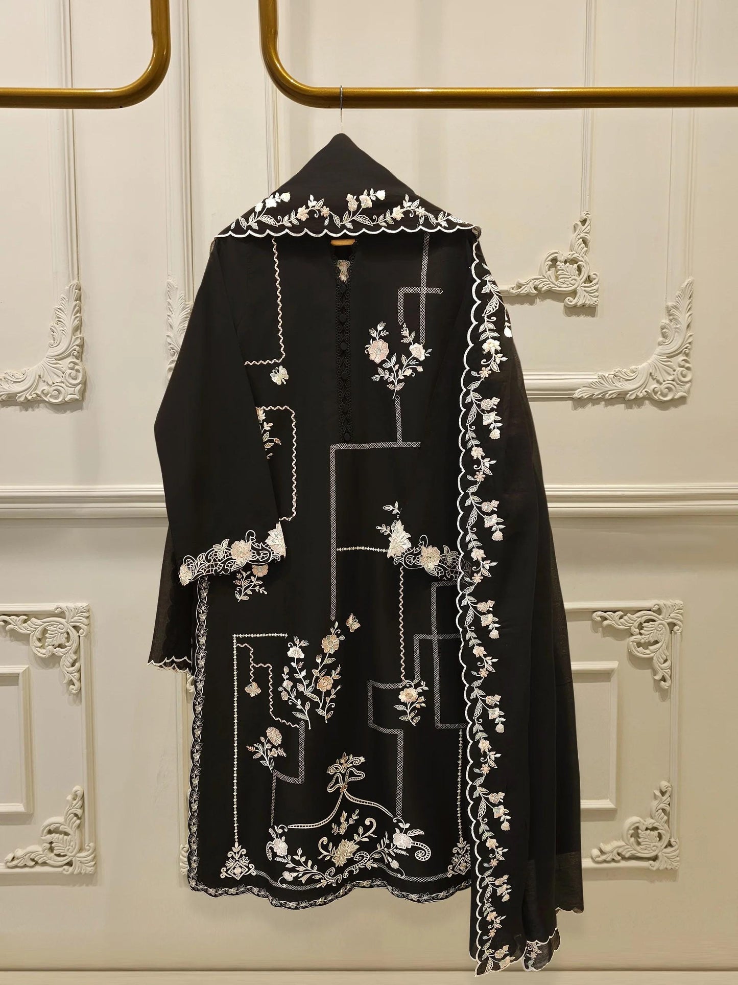 Agha Noor 2 Piece Embroidered Cotton Suit - Shirt and Dupatta