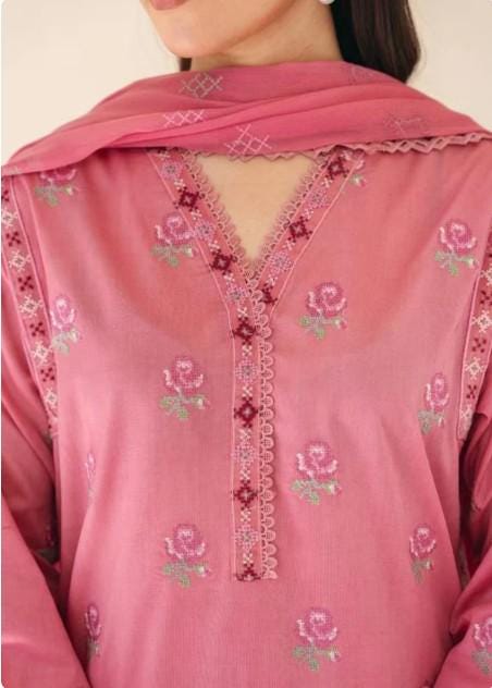 3 Piece Pakistani Lawn Embroidered Designer Suit