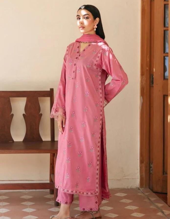 3 Piece Pakistani Lawn Embroidered Designer Suit