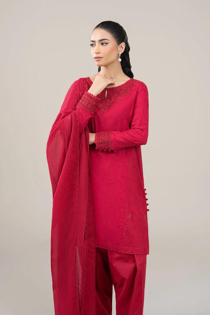 Maria.B - 3 Pc Embroidered Suit - Viscose