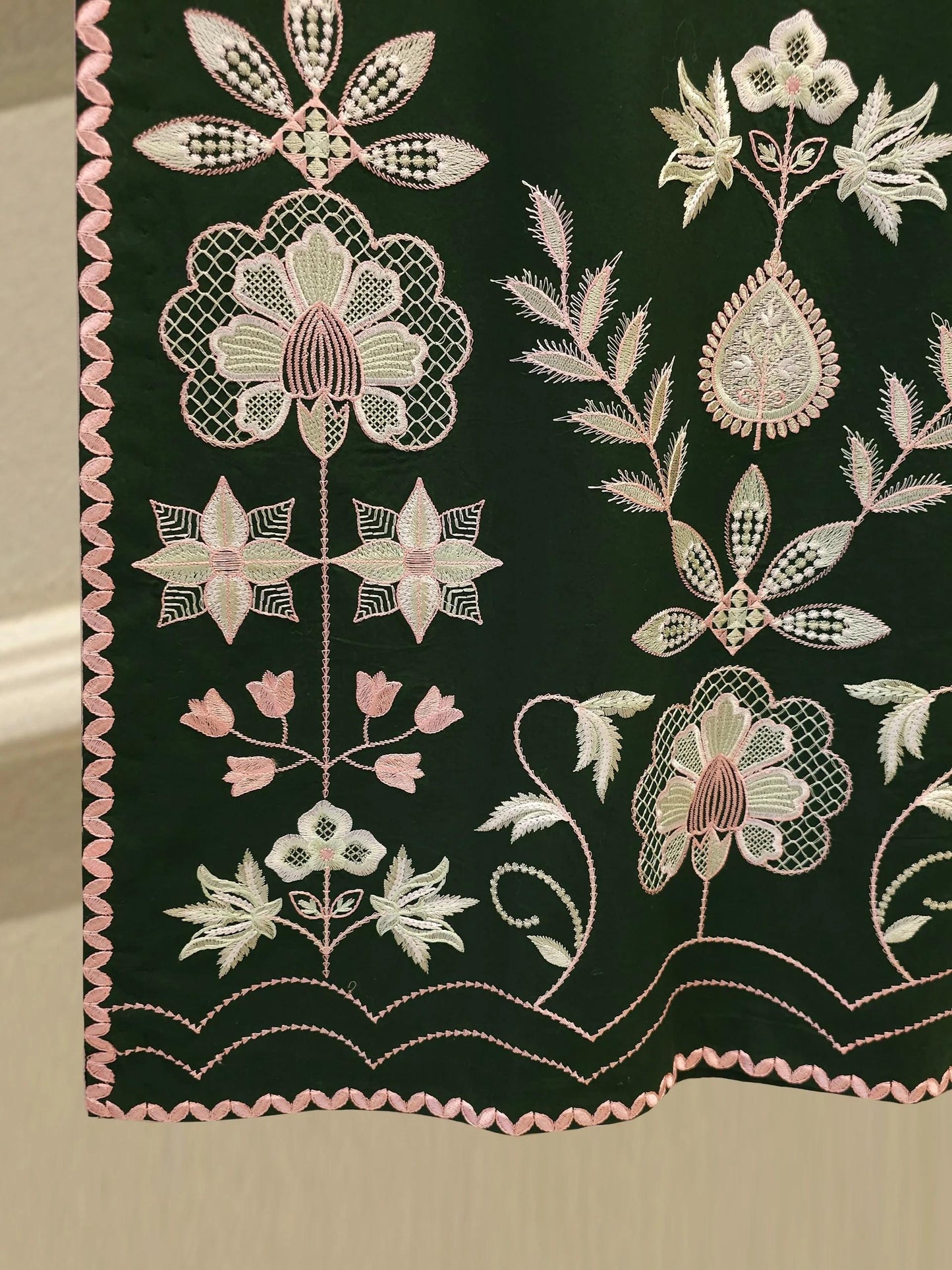 Agha Noor 2 piece - Dark Green Embroidered Palazzo Lawn Suit
