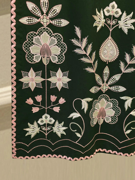 Agha Noor 2 piece - Dark Green Embroidered Palazzo Lawn Suit