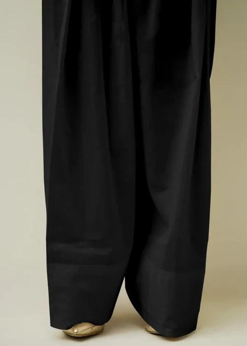 Black Swiss Lawn Farshi Shalwar - 1 Piece
