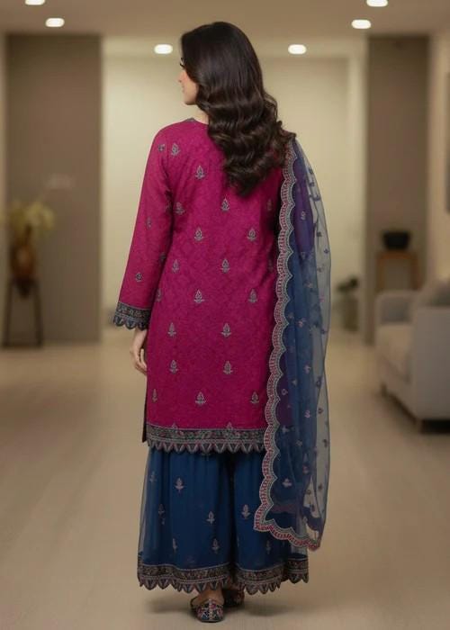 Designer Embroidered Organza and Net Gharara