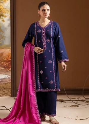 3 Piece - Embroidered Cotton Suit