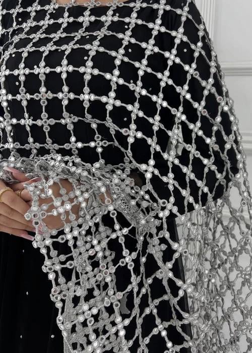 Silver Sheesh Handmade Gota Patti Coin Dupatta now with kiran lace all around.