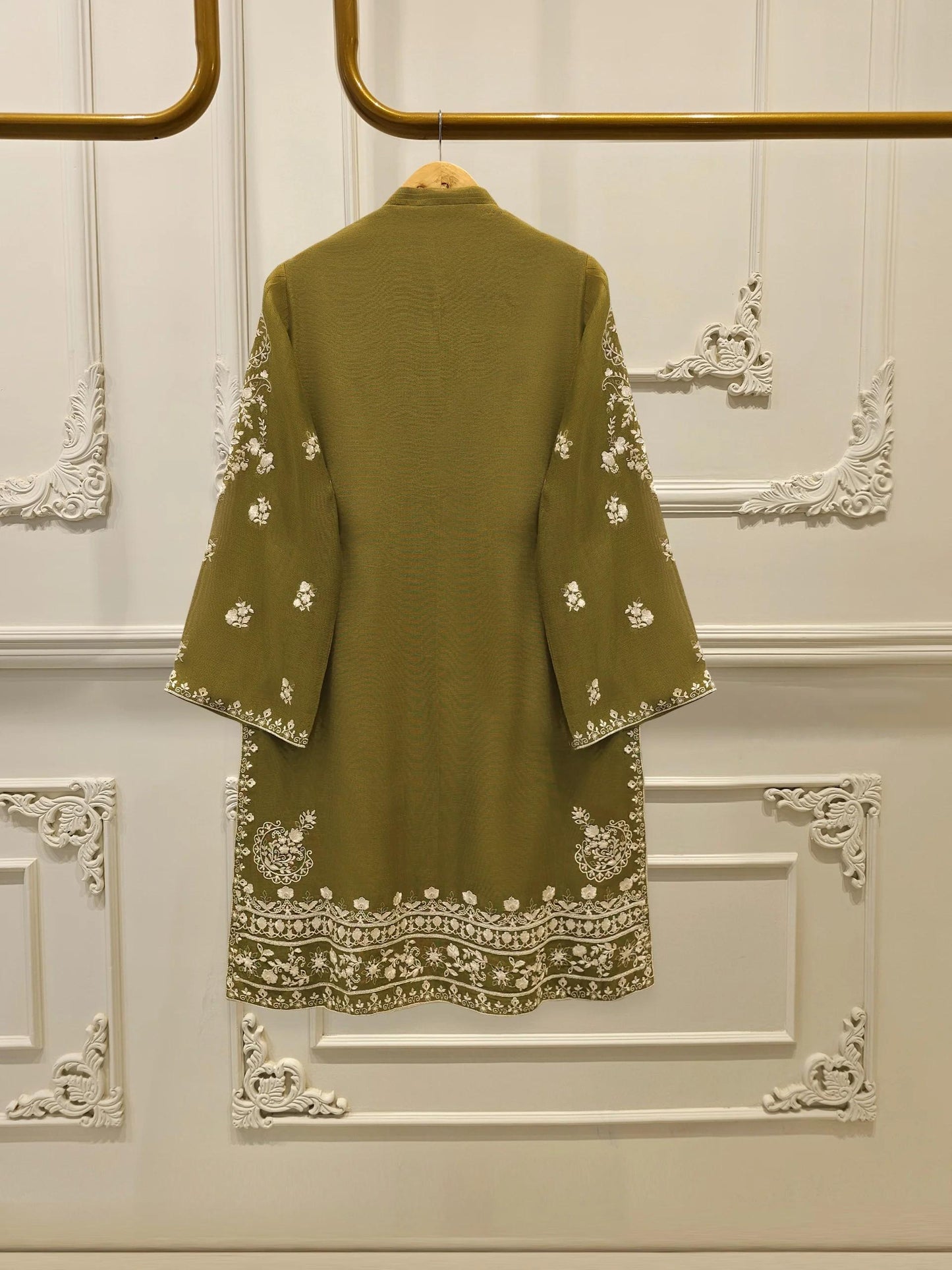 Agha Noor 3 Piece Pure Cotton Net Embroidered Suit - Raw Silk Pants & Chiffon Dupatta