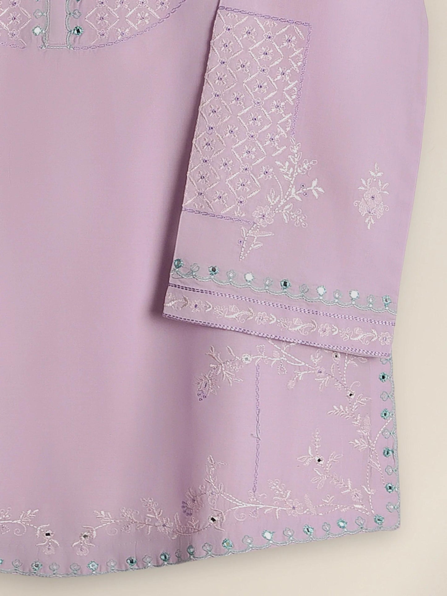 Agha Noor 2 piece - Embroidered Printed Lawn Coord Suit - Lilac