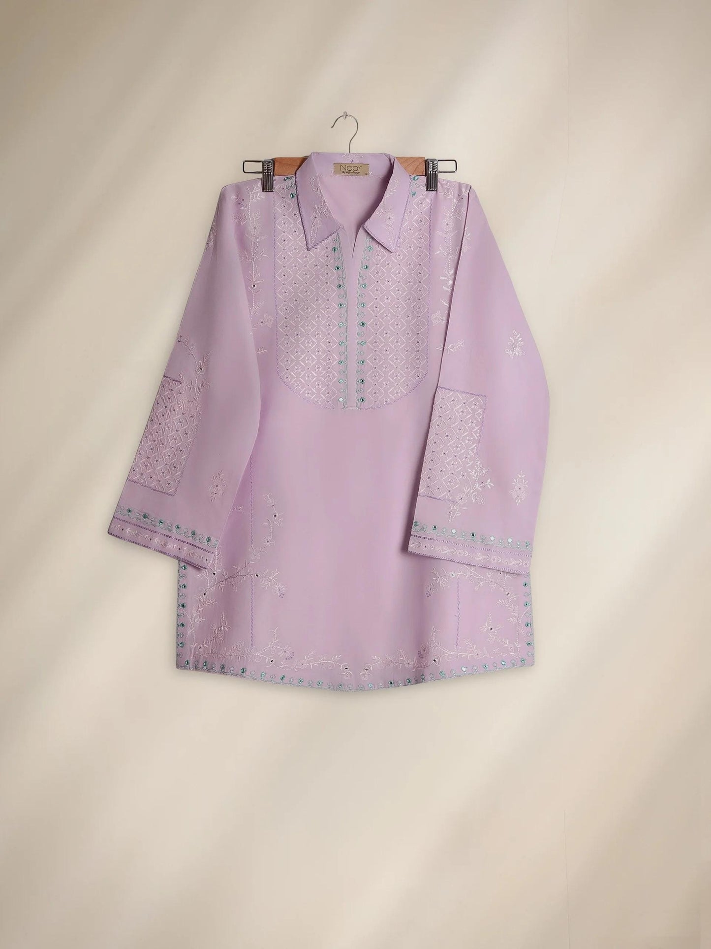 Agha Noor 2 piece - Embroidered Printed Lawn Coord Suit - Lilac