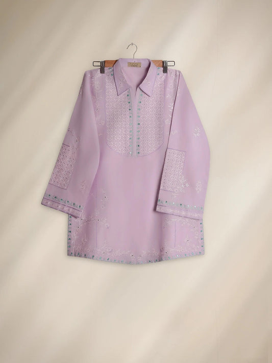 Agha Noor 2 piece - Embroidered Printed Lawn Coord Suit - Lilac