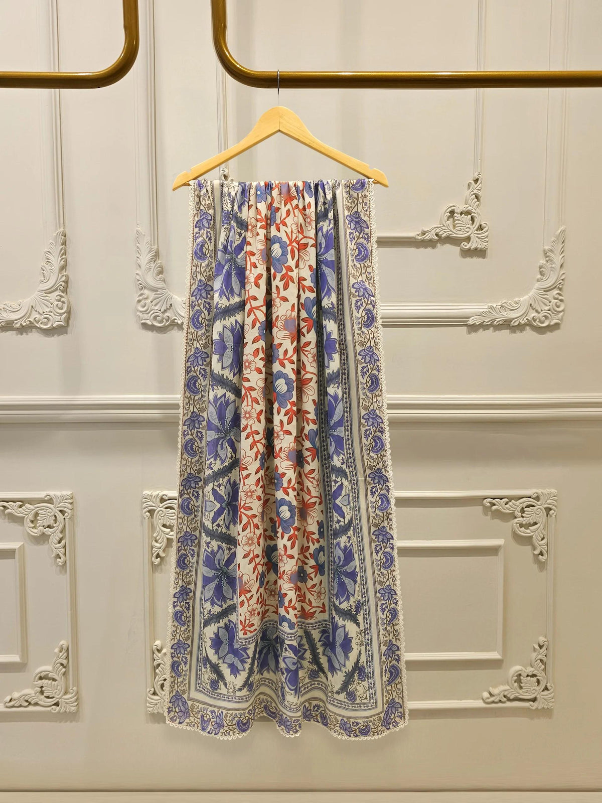 Agha Noor 3 Piece - Embroidered Cambric Suit: Light Blue Shalwar Kameez