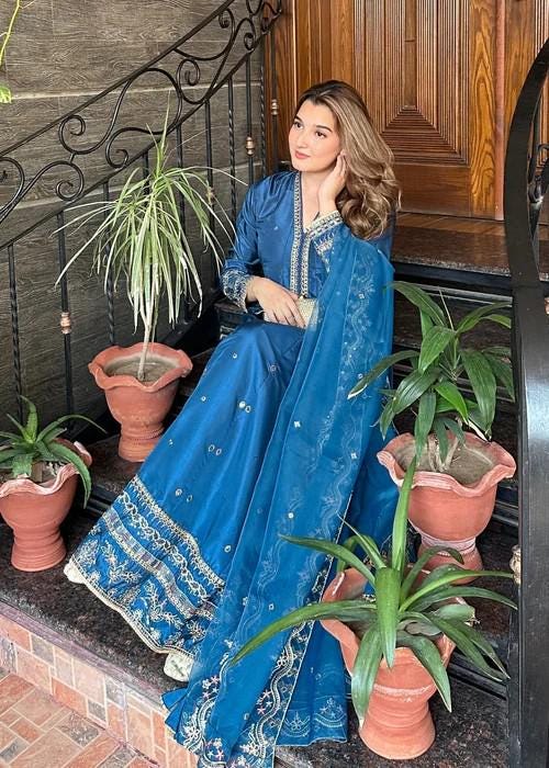Embroidered Silk Anarkali Suit with Organza Dupatta - 3 Piece