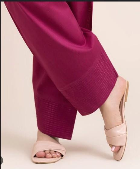 Sapphire Brand Solid Crosshatch Shalwar - Large - Magenta Color