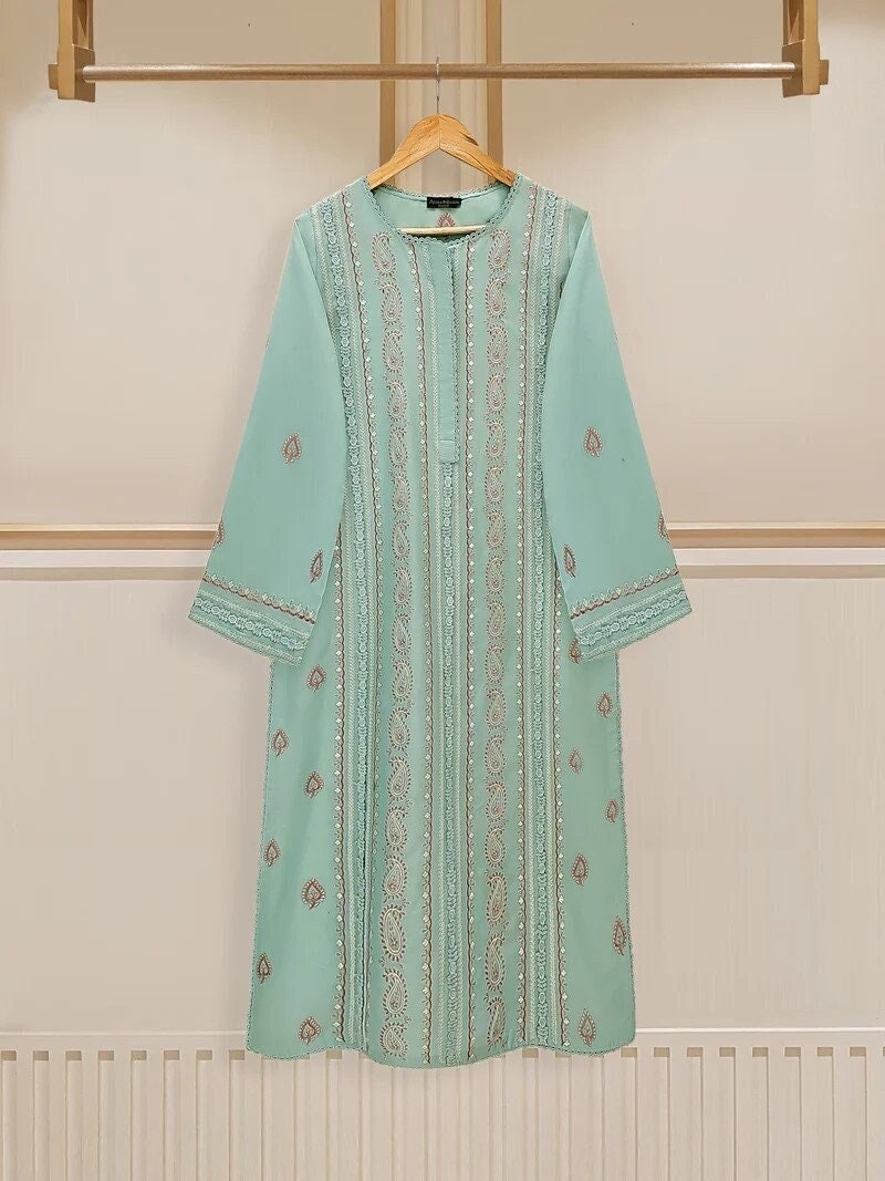 Agha Noor 2 piece - Embroidered Lawn Suit - Ferozi