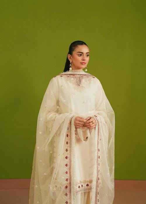 Embroidered Farshi Shalwar Designer Suit - Beige