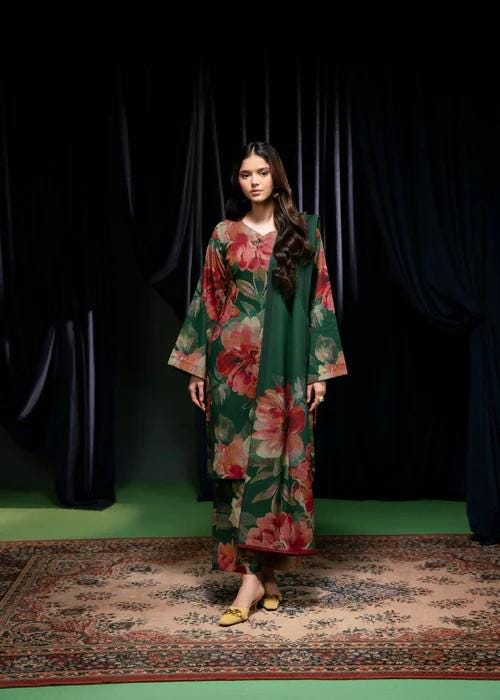 3 Piece Linen Suit - Bottle Green