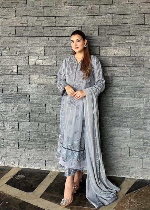 Embroidered Chiffon Designer Suit - 3 Piece
