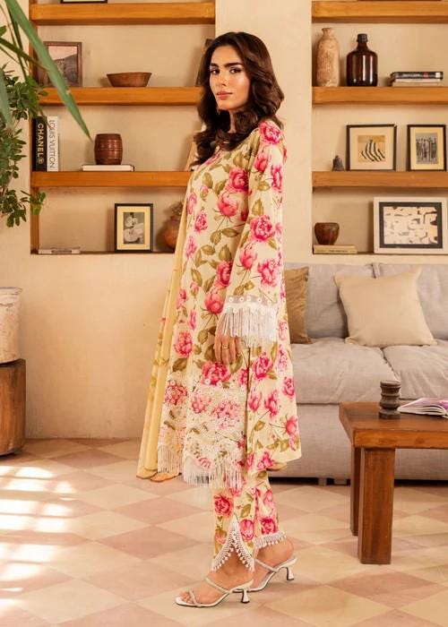 XXL - Embroidered Organza Suit - Bubblegum Pink