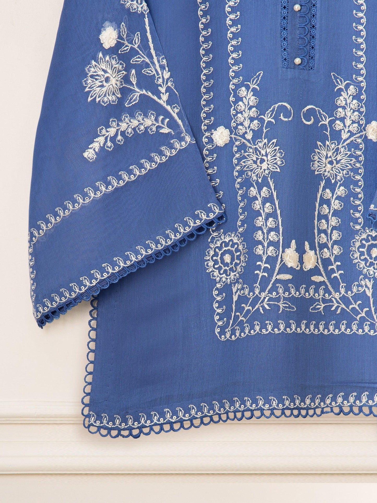 Last Piece: Agha Noor 3 Piece Cotton Net Embroidered Suit  -  -Size Large (Chest 44 Inches)