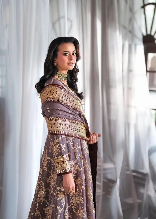 Angrakha Chiffon Maxi Dress - 3 Piece Designer Festive Wear