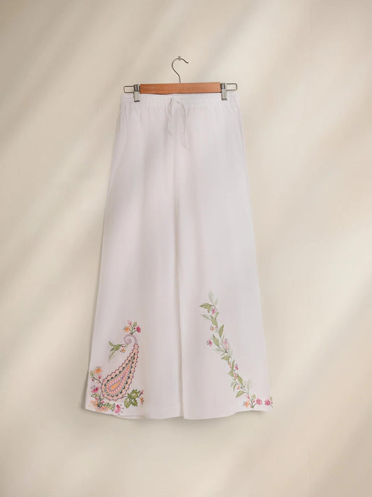 Aghanoor 2 piece - Embroidered Printed Lawn Summer Suit - (Size- Medium) - White