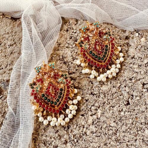 Gold Plated Faux Pearls Choker necklace and Earrings
