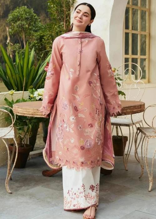 3 Piece Embroidered Linen Palazzo Suit