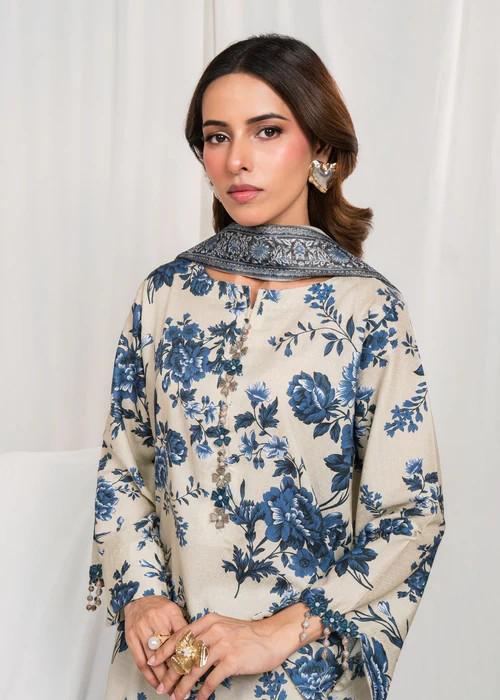 Embroidered Khaddar Shalwar Suit – Ivory - Farshi Shalwar