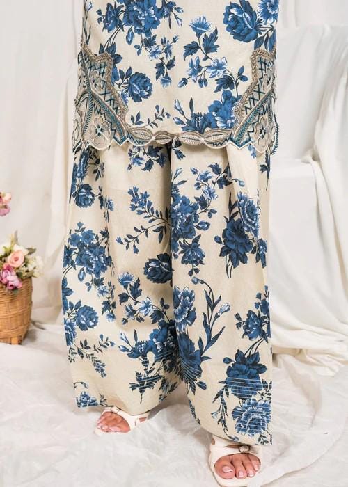 Embroidered Khaddar Shalwar Suit – Ivory - Farshi Shalwar