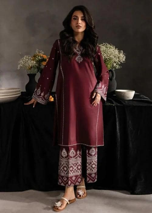 Embroidered Lawn Suit - Palazzo bottom