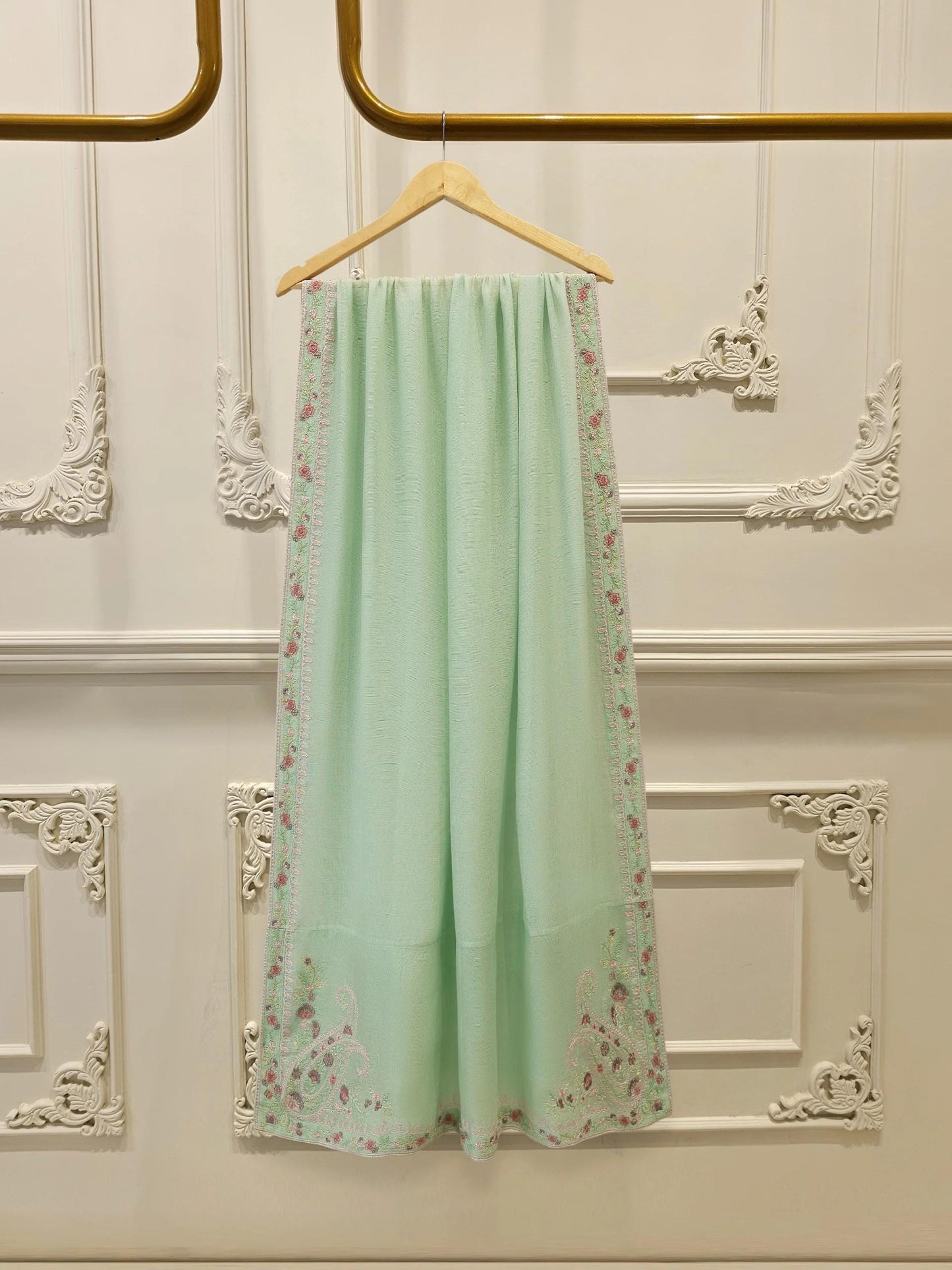 Agha Noor Embroidered Suit  - 3 Piece - Pink and Green