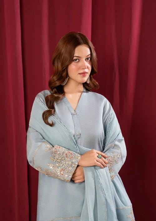 3 Piece Raw Silk Farshi Shalwar Suit - Chiffon Dupatta