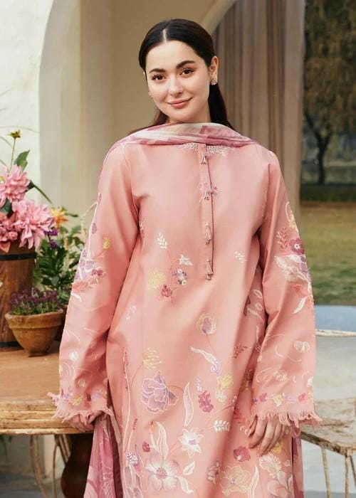 3 Piece Embroidered Linen Palazzo Suit