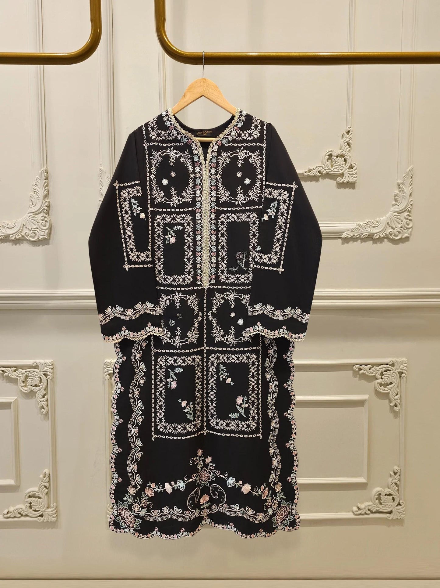 Aghanoor 2 piece - Pure Embroidered Cambric Suit - India Pakistan Bangladesh Kameez Shalwar