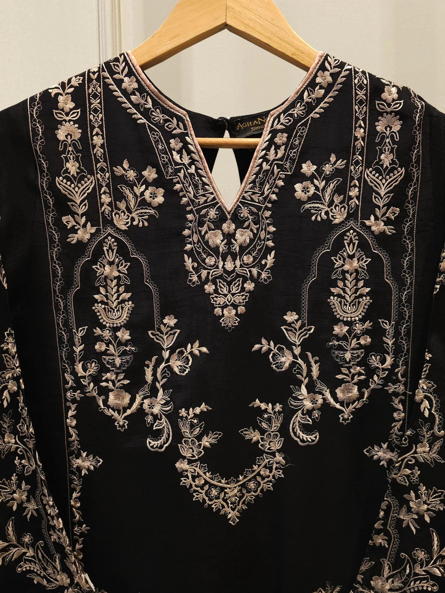Agha Noor 2 piece - Pure Korean Silk Embroidered Suit