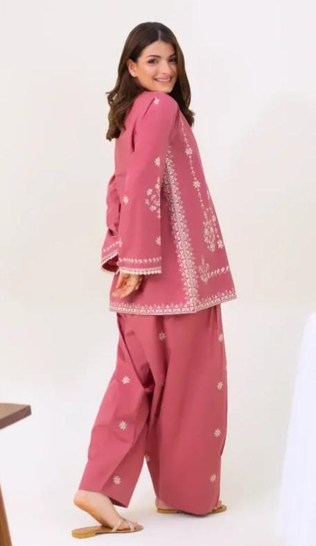 Agha Noor 2 piece - Pure Embroidered Lawn Suit - Dusty Pink