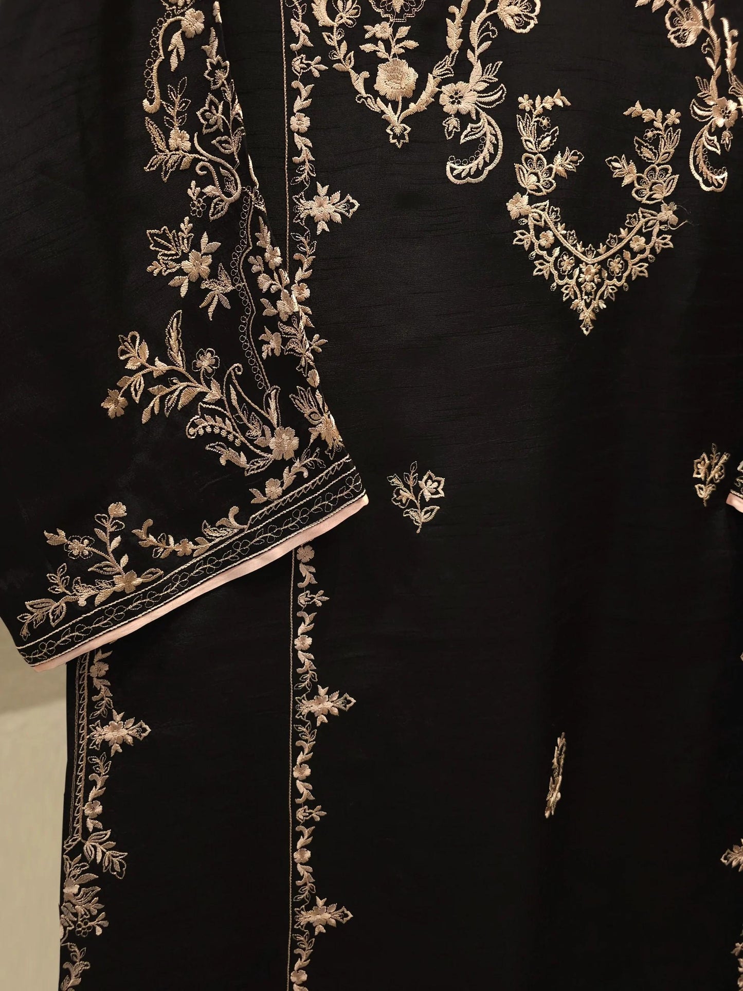 Agha Noor 2 piece - Pure Korean Silk Embroidered Suit