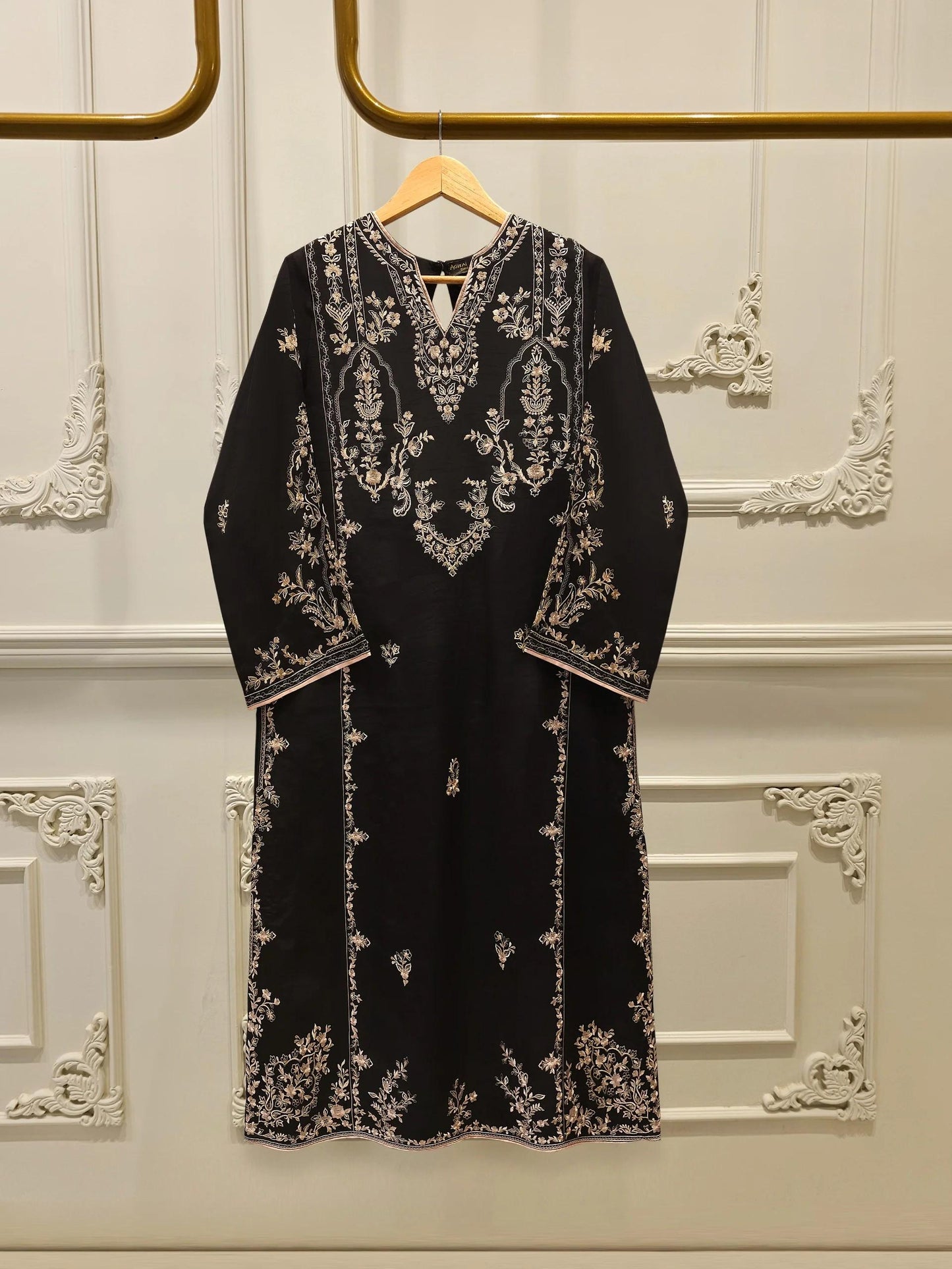 Agha Noor 2 piece - Pure Korean Silk Embroidered Suit