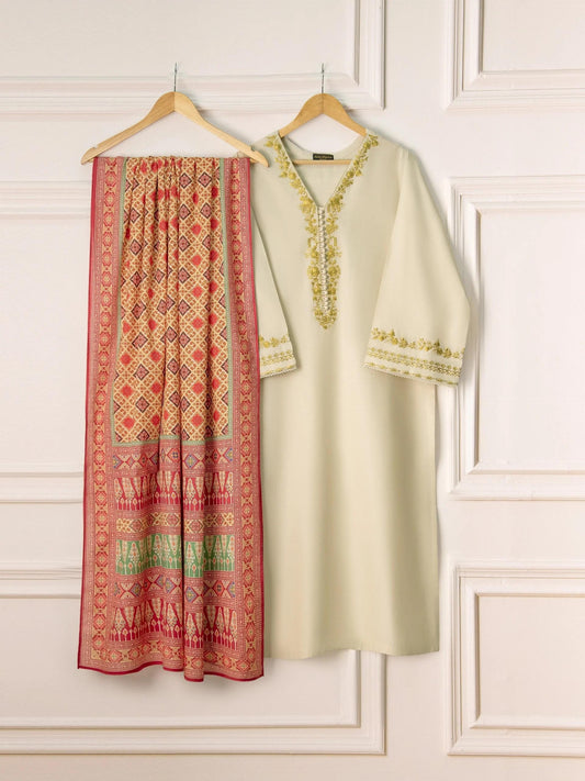 Aghanoor 3 piece - Cotton Embroidered Suit - (Size-M ) - Chest Size 42"