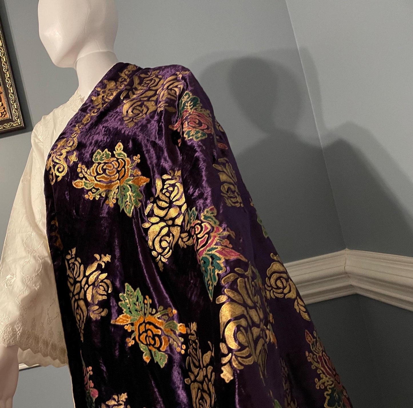 Handmade Block Print Micro Velvet Lightweight Shawl - Purple