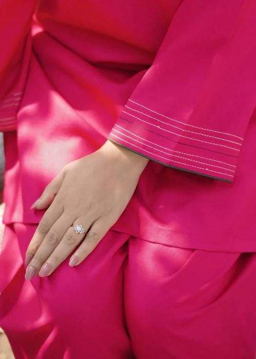 2 piece - Embroidered Linen Short Kurta Farshi Shalwar Suit - Hot Pink