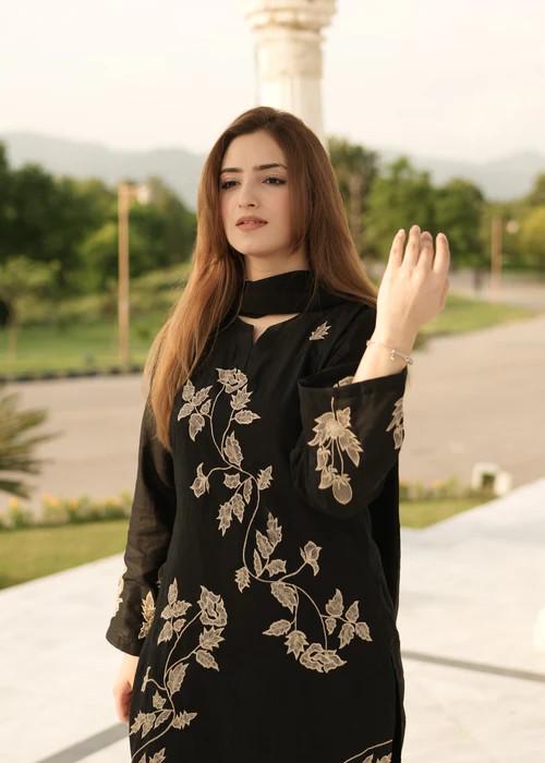 3 piece - Embroidered Lawn Suit - Black