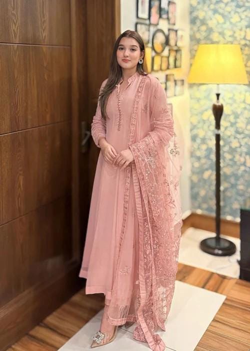 3 Piece Chiffon Maxi Dress - Pastel Pink