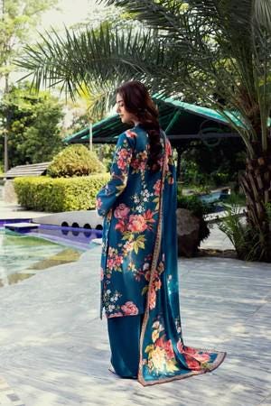 Embroidered Lawn Kurta Palazzo Suit - 3 piece
