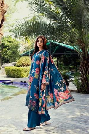 Embroidered Lawn Kurta Palazzo Suit - 3 piece