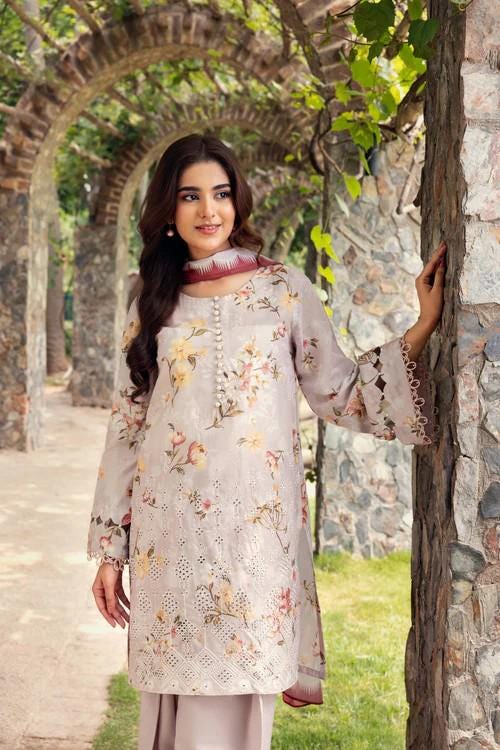 Embroidered Farshi Shalwar Lawn Suit - 3 piece - Pakistani Designer